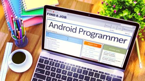 Android Programmer Hiring Now. 3D. Stock Illustration