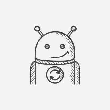 Android with refresh sign sketch icon Illustrazione stock