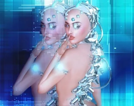 Android, Robot Girl. Illustrazione stock