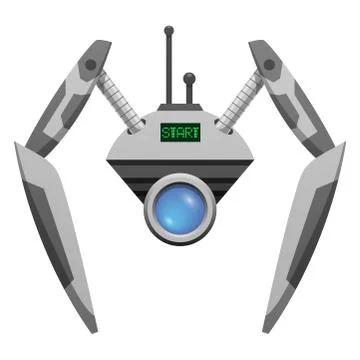 Android Robot with Glass Button and Pincer Hands Stock Illustration