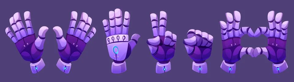 Android robot hand in different gestures Stock-Illustration