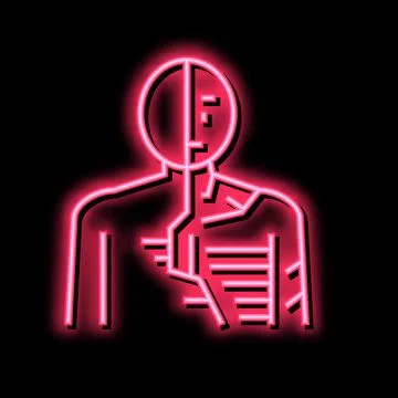 Android robot human neon glow icon illustration Stock Illustration