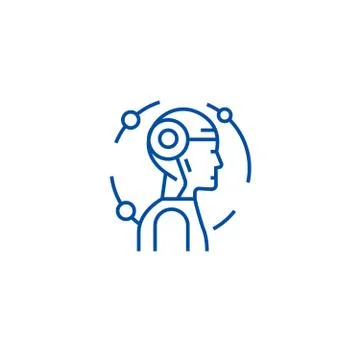 Android, robot line icon concept. Android, robot flat vector symbol, sign Stock Illustration