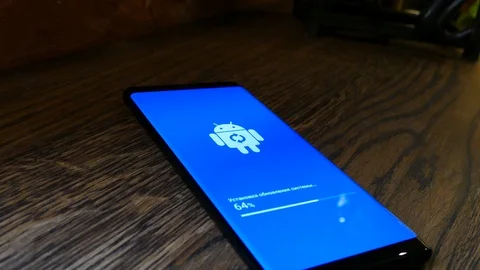 Android Robot Logo Icon On The Smart Phone Screen Stock Footage 101372462