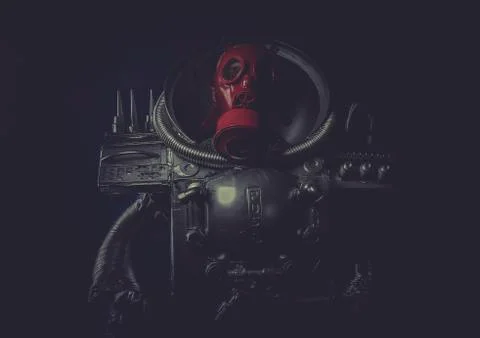 Android, robot man in space armor silver Stock Photos