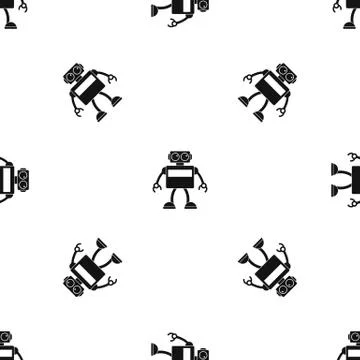 Android robot pattern seamless black Stock Illustration