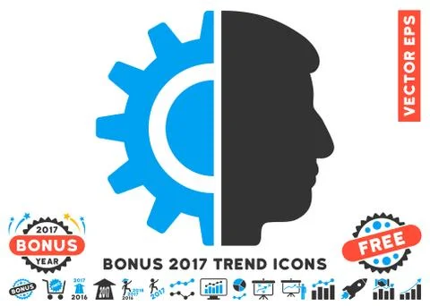 Android Robotics Flat Icon With 2017 Bonus Trend Stock Illustration