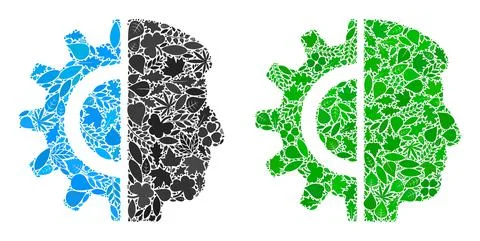 Android Robotics Icon Eco Collage of Floral Elements Stock Illustration