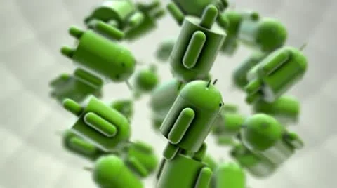 Android robots collide alpha matte Video stock 21900383