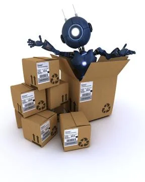 Android with shipping boxes Stock-Illustration