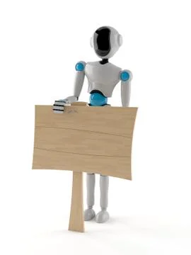 Android with signboard Stock Illustration