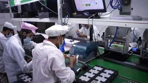 Android smartphone Production assembly line Stock Footage 247128686