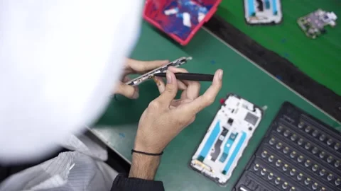 Android smartphone Production assembly line Stock Footage 247147656