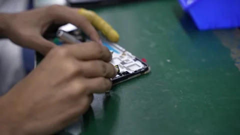 Android smartphone Production assembly line Stock Footage 247147731