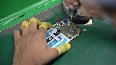 Android smartphone Production assembly line Stock Footage 247147934