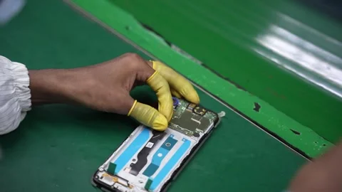 Android smartphone Production assembly line Stock Footage 247147952