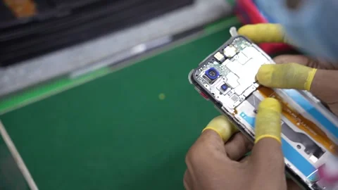 Android smartphone Production assembly line Stock Footage 247152997