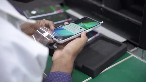 Android smartphone Production assembly line Stock Footage 247200135