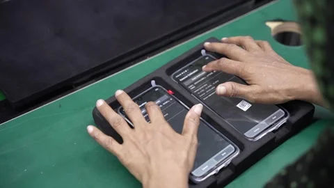 Android smartphone Production assembly line Stock Footage 247200406