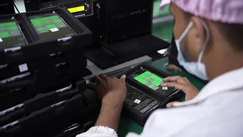 Android smartphone Production assembly line Stock Footage 247201132