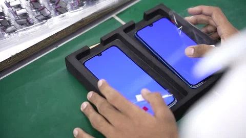 Android smartphone Production assembly line Stock Footage 247281916