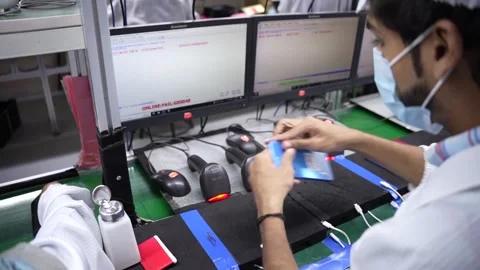 Android smartphone Production assembly line Stock Footage 247283174