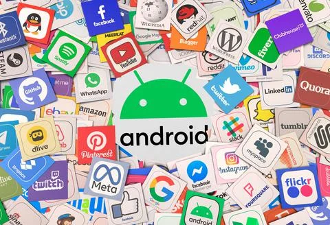 Android, social media background Illustrazione stock