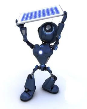 Android with a solar panel Stock Illustration