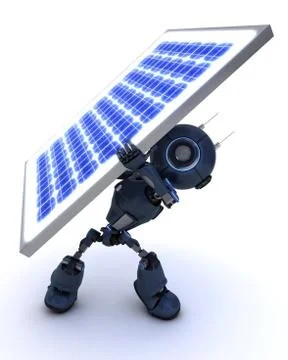 Android with a solar panel Stock Illustration