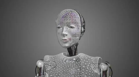 Android Woman Animation Loop With Alpha-Matte Stock Footage 58721113