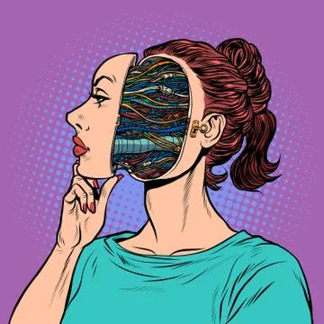 An Android woman pretends to be a human, but inside she is a robot Stock Illustration