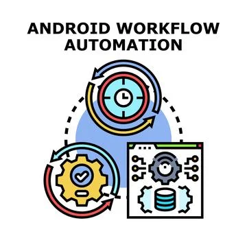 Android workflow automation concept for mobile development Stock Illustration
