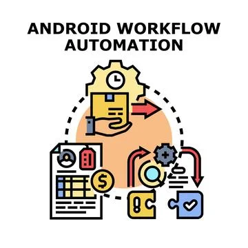 Android workflow automation planning and solution concept 스톡 일러스트