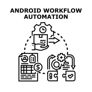 Android workflow automation planning and solution concept Stock Illustration
