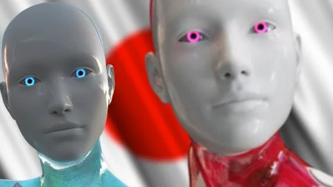 Androids AI Artificial Intelligence Japan Concept Illustrazione stock