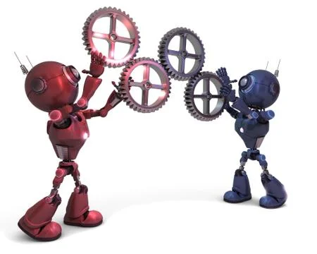 Androids and gears Stock Illustration