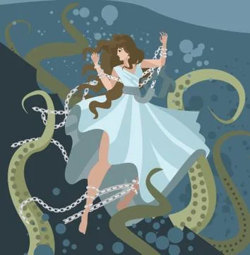 Andromeda chained to a rock Stock-Illustration