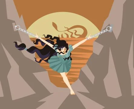 Andromeda chained to a rock Stock Illustration