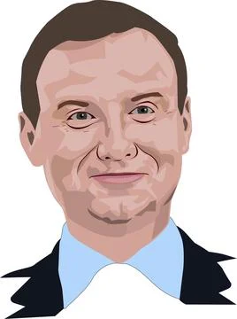 Andrzej Duda Portrait Vector Illustration Stock Illustration