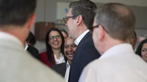 Andy Burnham speaks to locals on a visit to Stevenage  Video stock 342028422