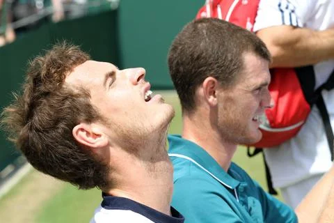 Andy Murray On The Practice Courts With His Brother Before His Semi-finals Match Foto stock
