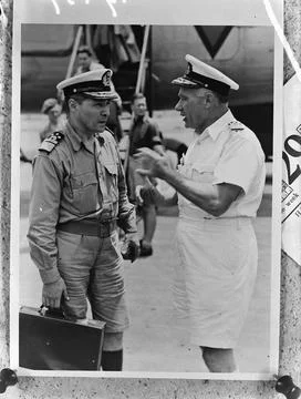 Anefo photo collection.  Left Admiral L.A.C.M. Doorman and Admiraal Pinke. .. Stock Photos