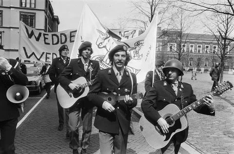 Anefo photo collection. Protest by conscript soldiers against width reduct... Stock Photos
