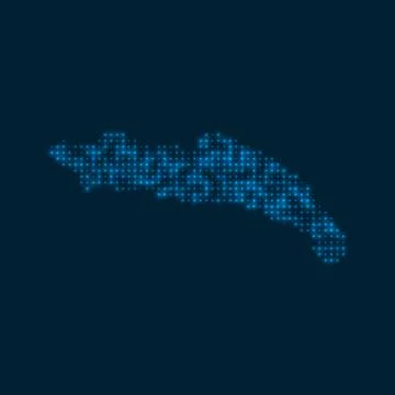 Anegada dotted glowing map. Shape of the island with blue bright bulbs. Vec.. Foto stock
