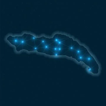 Anegada network map. Abstract geometric map of the island. Digital connecti.. Stockillustratie