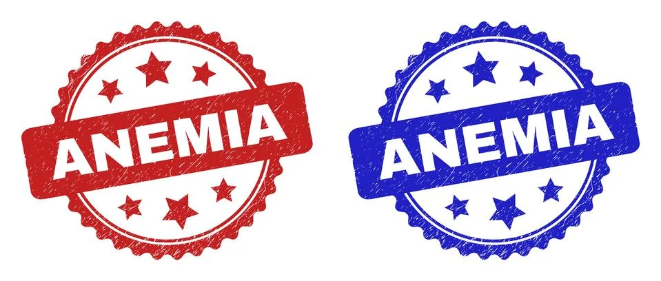 ANEMIA Rosette Watermarks Using Rubber Texture Stock Illustration