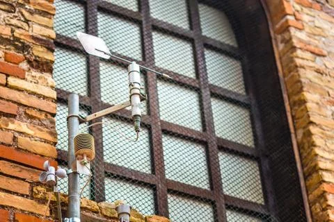 Anemometer on ancient wall Stock Photos