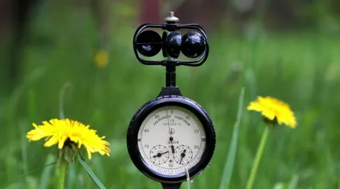 The Anemometer On The Background Of Wild Flowers Stock Footage 64287627