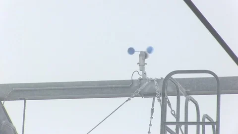 Anemometer on a chairlift in a cloudy day Stock Footage