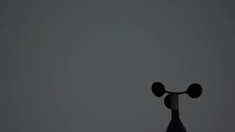 Anemometer cup on sky background, wind speed indicator equipment technology Stock Footage 143920165